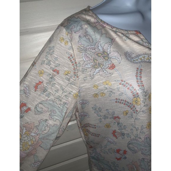 Christopher & Banks Sz Petite MEDIUM PM Floral Border Print Tunic 3/4 Sleeve EUC - Picture 4 of 10